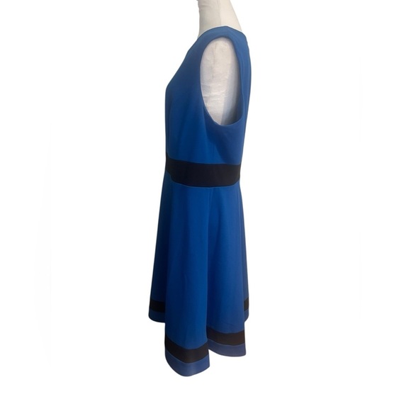 Calvin Klein Size 16W/16F/16M Blue & Black Colorblock Dress Gold Zip Mid-Length - Picture 5 of 7